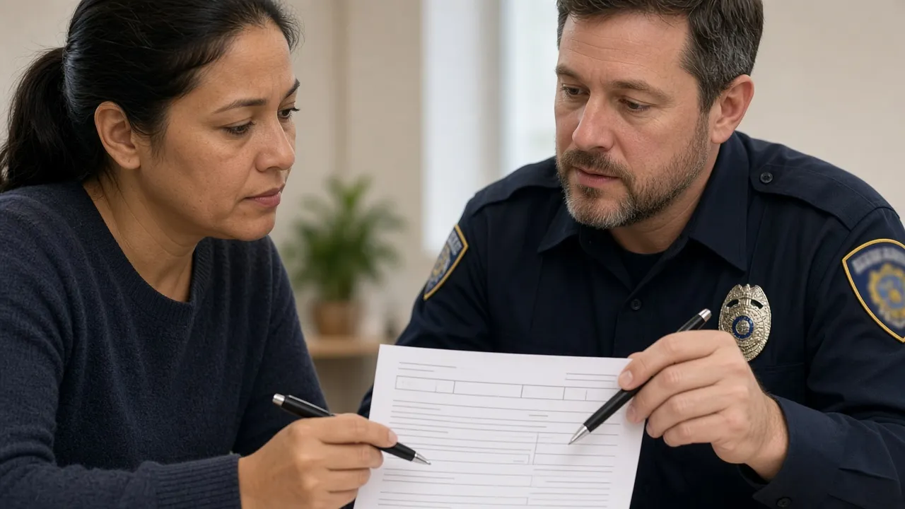 Officer explaining a form